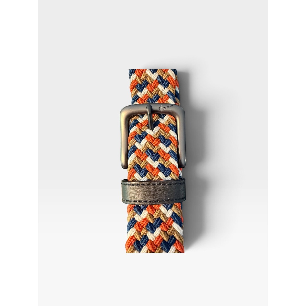 Nike G-Flex Mens Braided Golf Belt Orange Navy White Woven Stretch S5045937A S